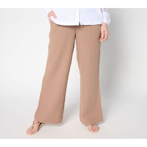 Fashion Women's Petite Pants PM Summer Sunset Cotton Gauze Smocked Brown A691550